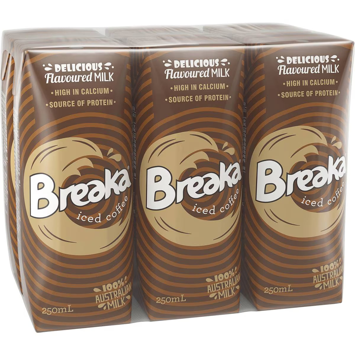 Breaka Vanilla/Strawberry/Iced Coffee/Chocolate Flavoured Milk 250ml x 6
