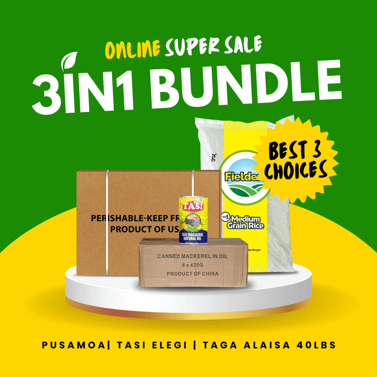 3IN1 Deal 01 - Pusamoa 15kg + Taga Alaisa 40lbs + Pusa Elegi Tasi Mackerel 425gx8 - Frankie Supermarket