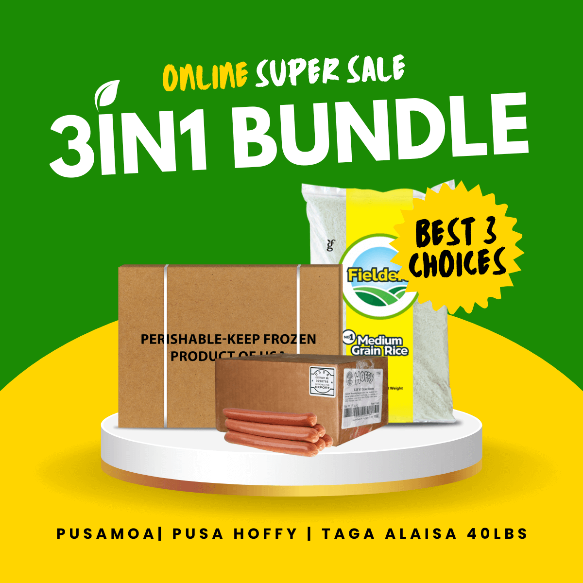 3IN1 Deal 02 - Pusamoa 15kg + Taga Alaisa 40lbs + Pusa Sosisi Hoffy 10lbs