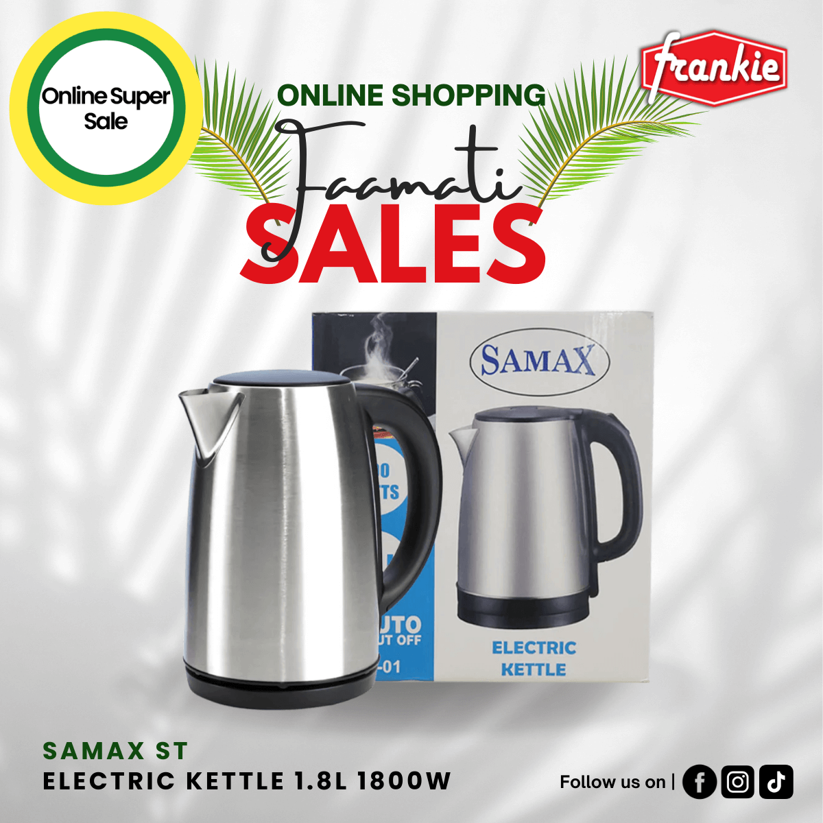 Samax St Electric Kettle 1.8L 1800W