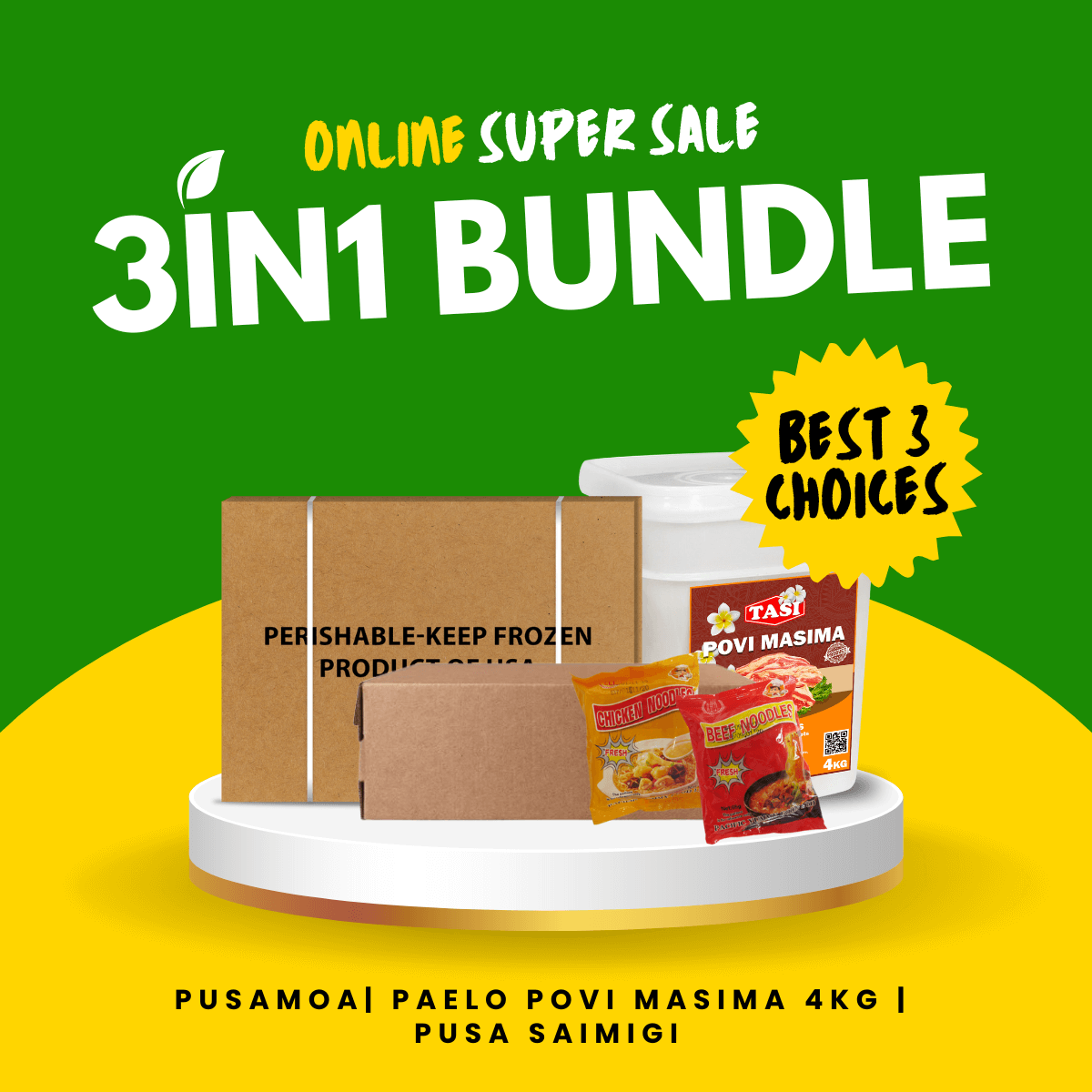 3IN1 Deal 06 - Pusamoa 15kg + Paelo Povi Masima 4kg +  Pusa Saimigi LLL Instant 65gx24