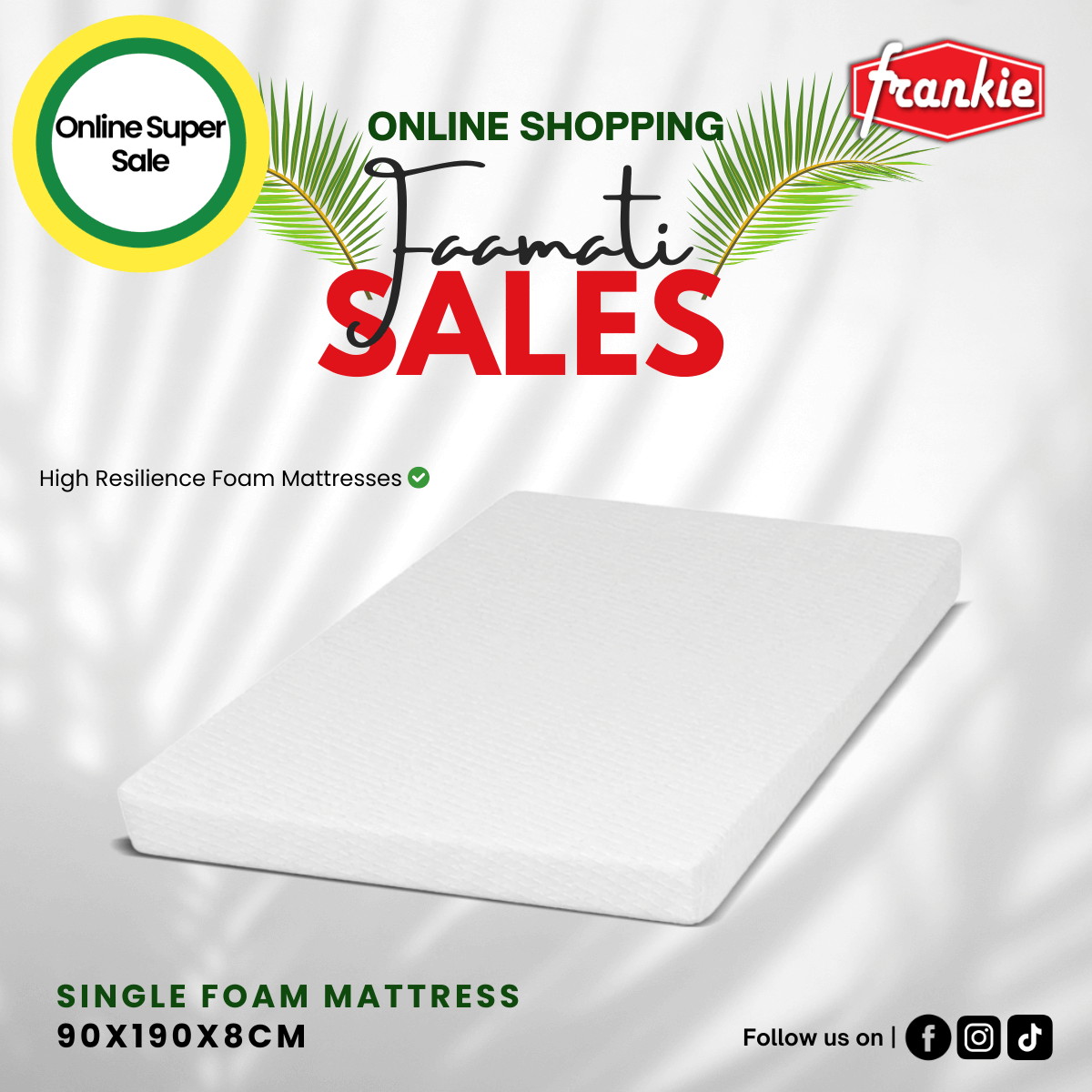 Foam Mattress Single 90x190x8cm [Limited Stock]