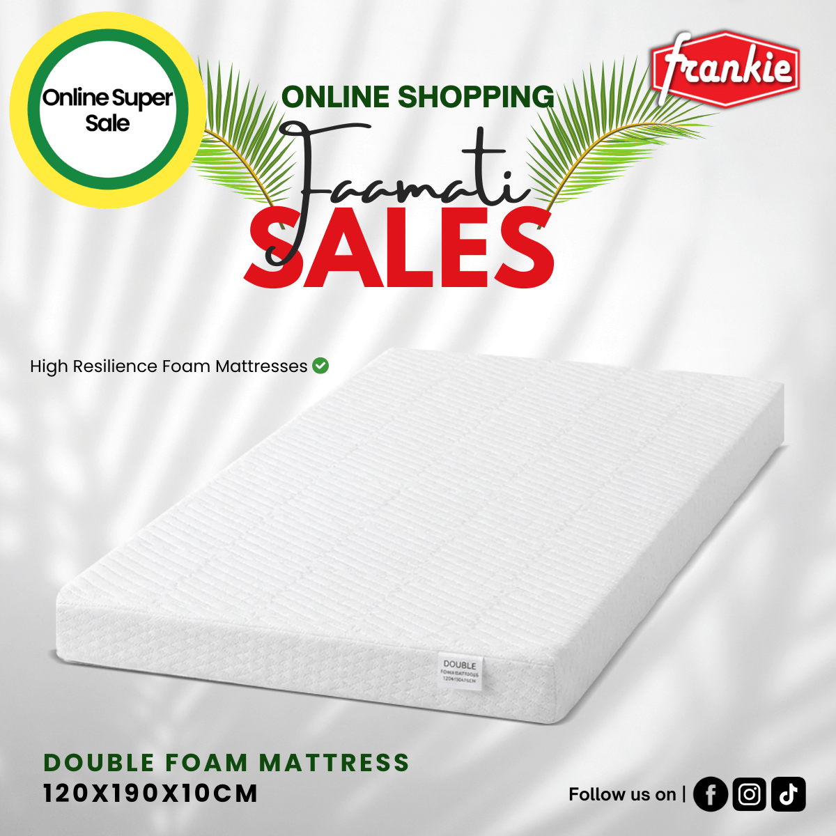 Foam Mattress Double 120x190x10cm [Limited Stock]