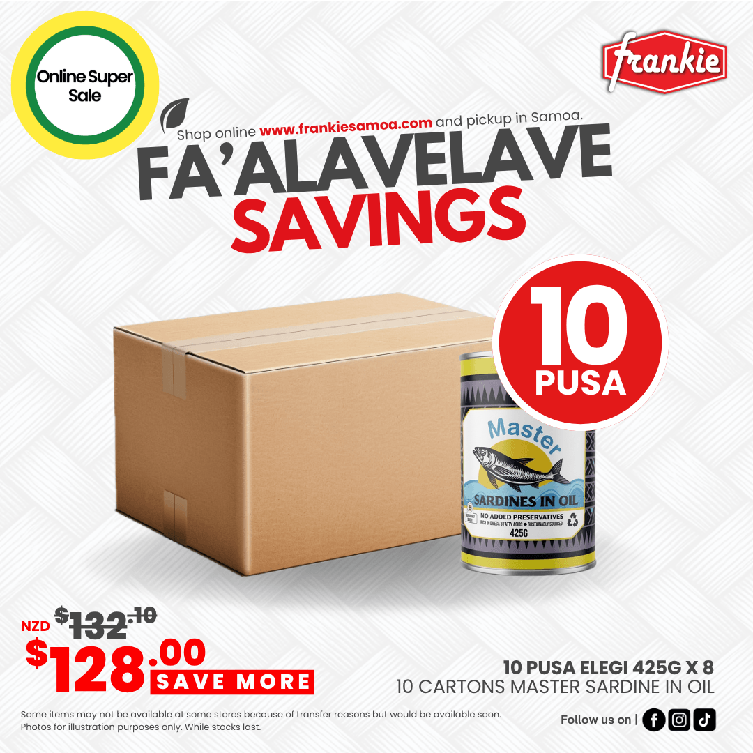 Fa'alavelave Combo - 10 Master Sardine Natural Oil 425gx8 | 10 Pusa Apa