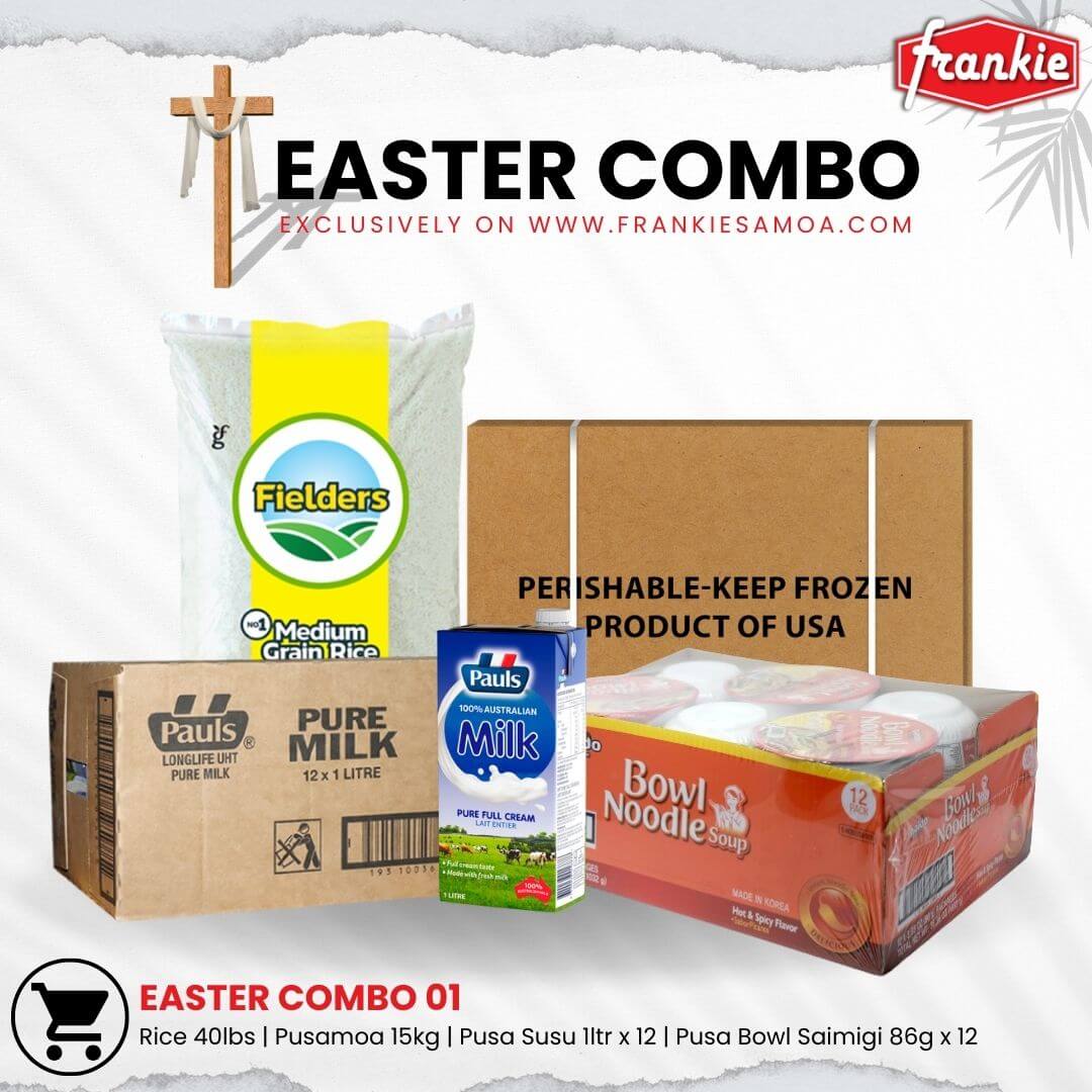 EASTER COMBO 01 - Rice 40lbs | Chicken Leg 15kg | Pauls Pure Milk 1ltr x 12 | Paldo Bowl Noodle 86g x 12