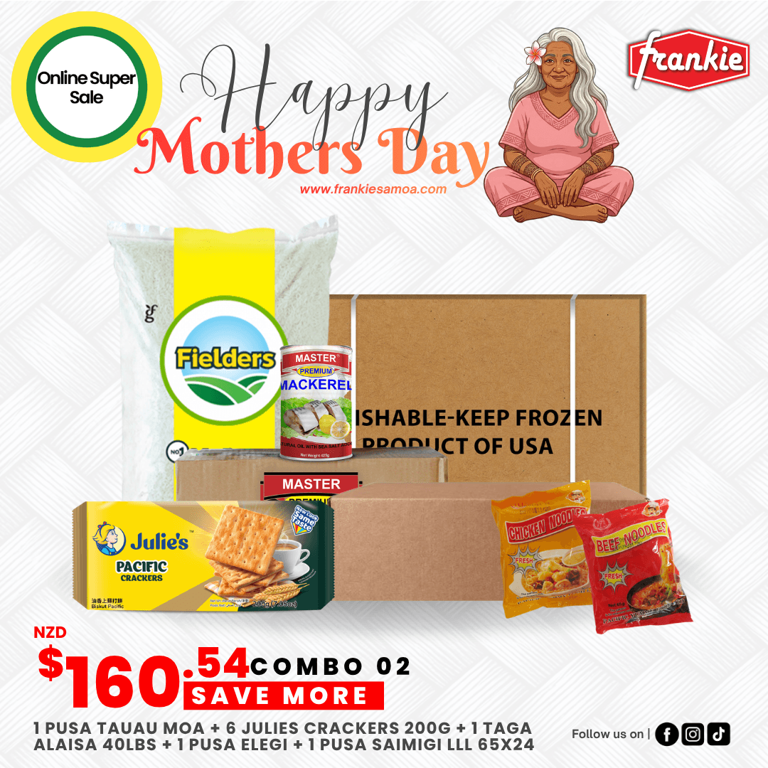 Mother's Day Combo 02 - 1 Rice 40lbs + 1 Brinks Chicken Nibble 12kg + 1 LLL Instant Noodle 65g(24) + 1  Master Prem Mackerel 425g(8) + 6 Julies P/Crackers 200g