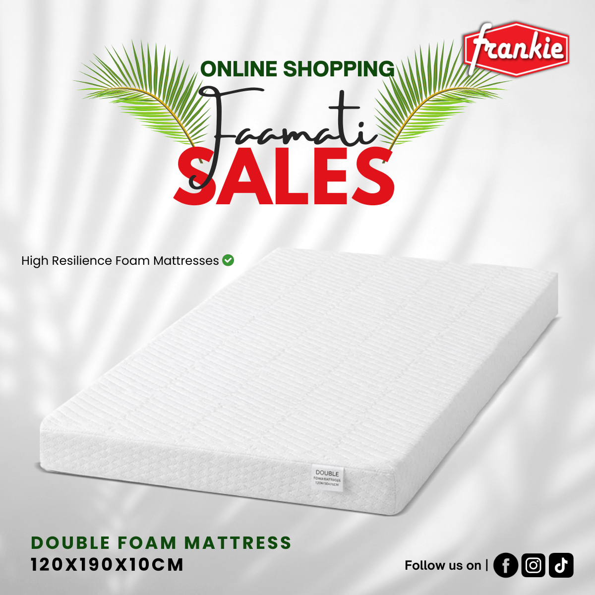 Foam Mattress Double 120x190x10cm [Limited Stock]
