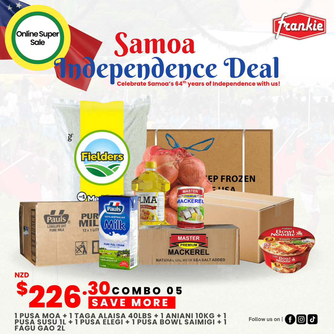 Independence Deal 05 - 1 Rice 40lbs + 1 Chicken Leg 15kg + 1 Filma Cooking Oil 2L + 1 Master Prem Mackerel N/Oil 425g(8) + 1 Pauls Milk Pure 1L(12) + Onion 10kg