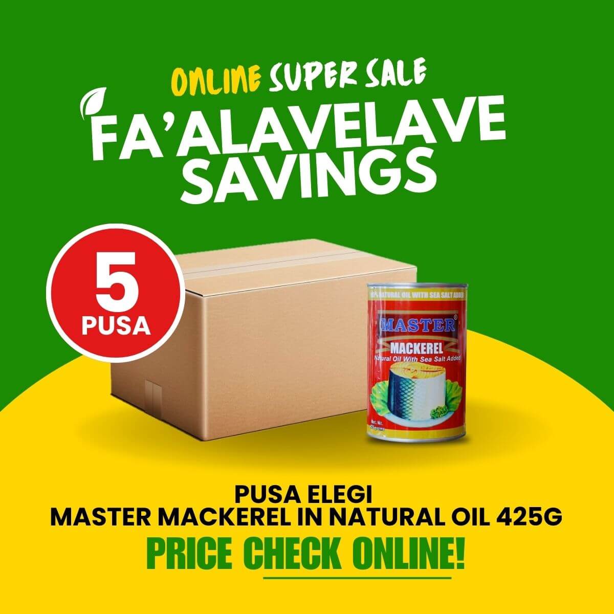 Fa'alavelave Combo - 5 Master Mackerel Natural Oil 425gx8 | 5 Pusa Apa - Frankie Supermarket