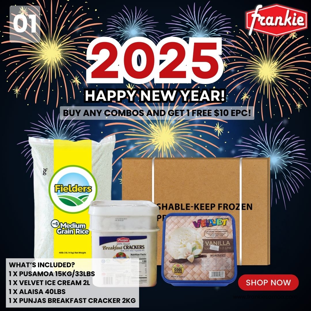 NEW YEAR COMBO #1 - Rice 40lbs + Chicken Leg Quarter 15kg/33lbs + Punjas Breakfast Cracker 2kg + Velvet Ice Cream 2L - Free $30 EPC Cash Power