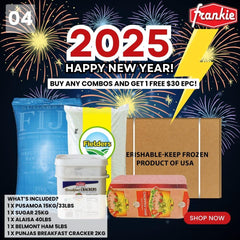 NEW YEAR COMBO #4 - Rice 40lbs + Chicken Leg Quarter 15kg/33lbs + Sugar 25kg + Belmont Chopped Ham 5lbs + Punjas Breakfast Cracker 2kg - Free $30 EPC Cash Power