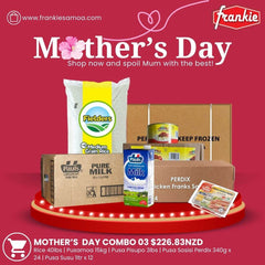 MOTHER'S DAY COMBO 03 - Rice 40lbs | Chicken Leg 15kg | Island Corned Beef 3lbs x 2 | Perdix Chicken Franks Sausage 340g x 24 | Pauls Pure Milk 1ltr x 12