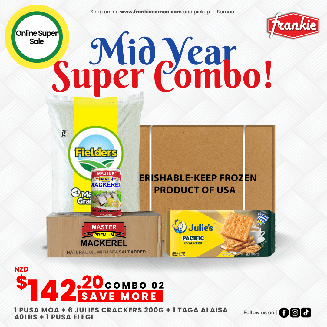 MID YEAR COMBO 02 - 1 Rice 40lbs + 1 Chicken Leg 15kg + 1  Master Prem Mackerel 425g(8) + 6 Julies P/Crackers 200g