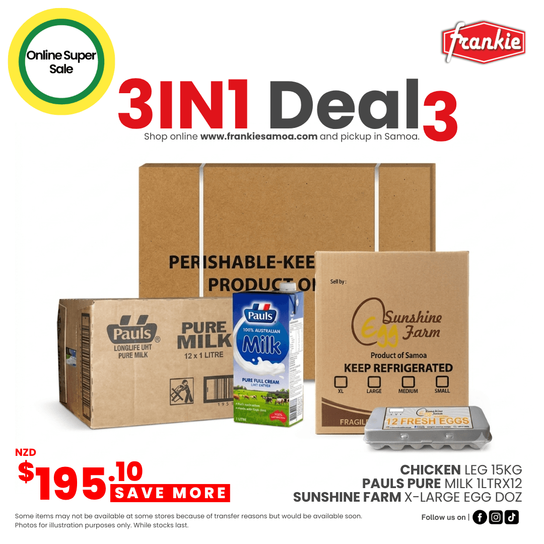 3IN1 Deal 03 - Pusamoa 15kg + Pusa Fuamoa XLarge + Pauls Milk Pure 1L x 12