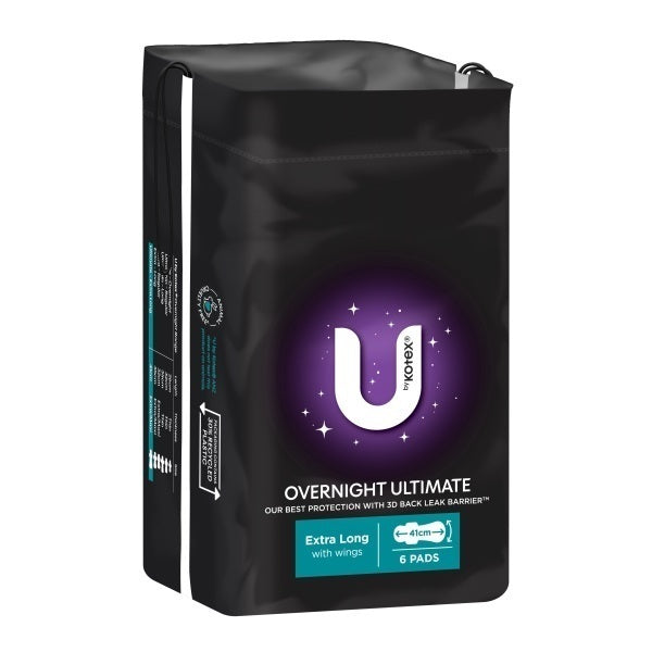 U By Kotex Maxi Ultimate Pads Overnight With Wings Pack 6'S