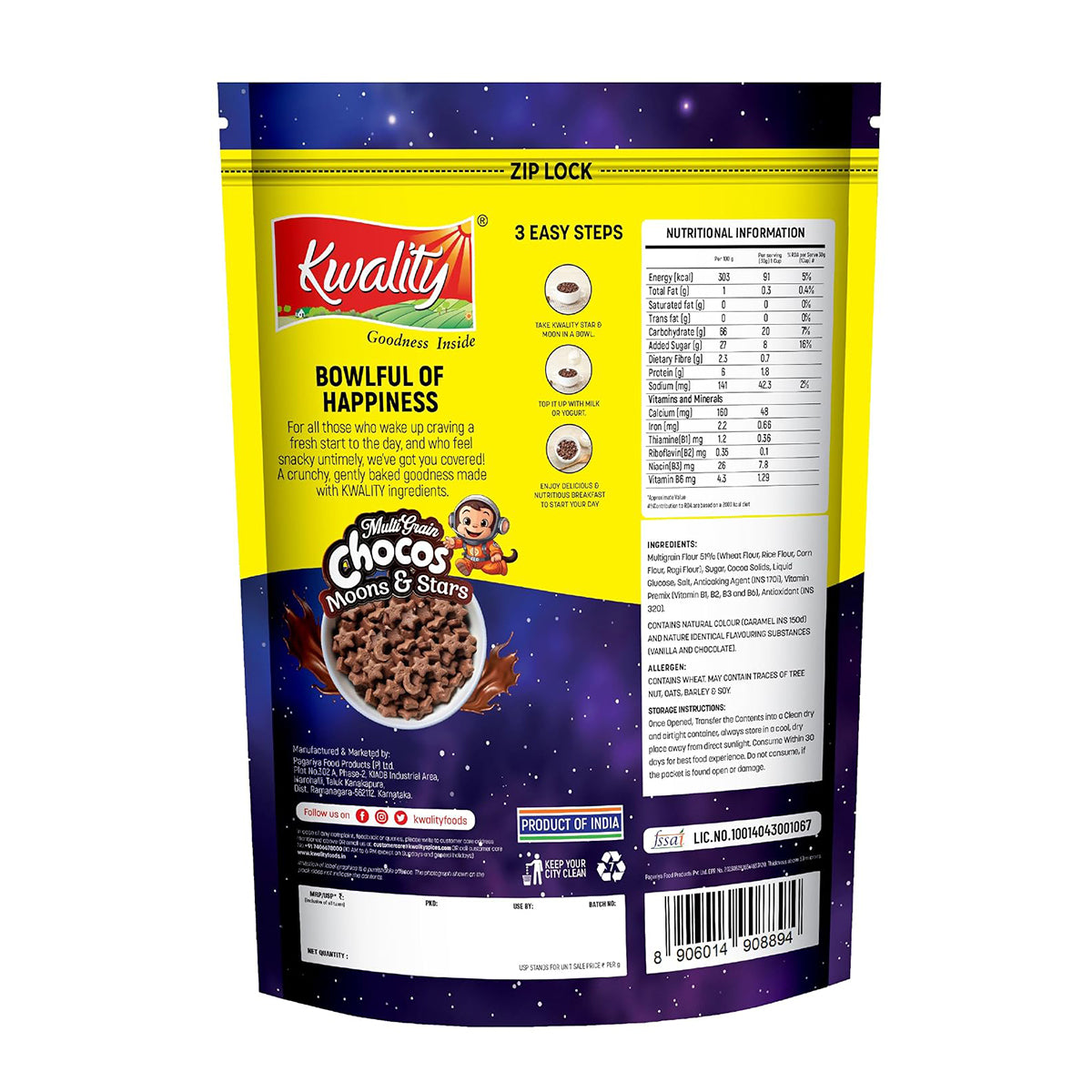 Kwality Moons & Stars Multigrain Chocos 375g
