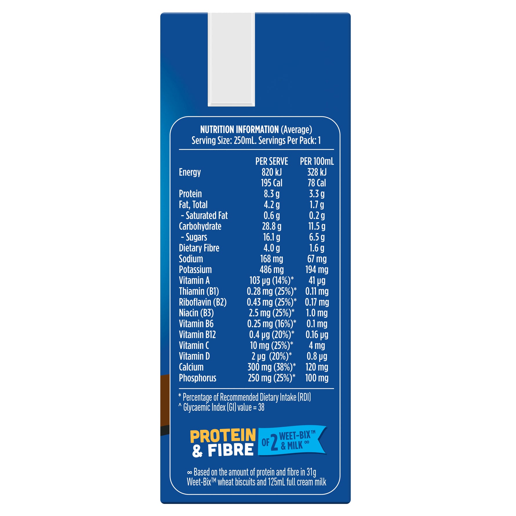 UP&GO Choc Ice Original Drink 250mls