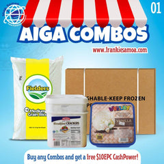 AIGA COMBO #1 - Rice 40lbs + Chicken Leg Quarter 15kg/33lbs + Punjas Breakfast Cracker 2kg + Velvet Ice Cream 2L - Free $10 EPC Cash Power