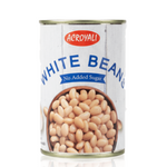 Can of Acroyali white beans on a white background
