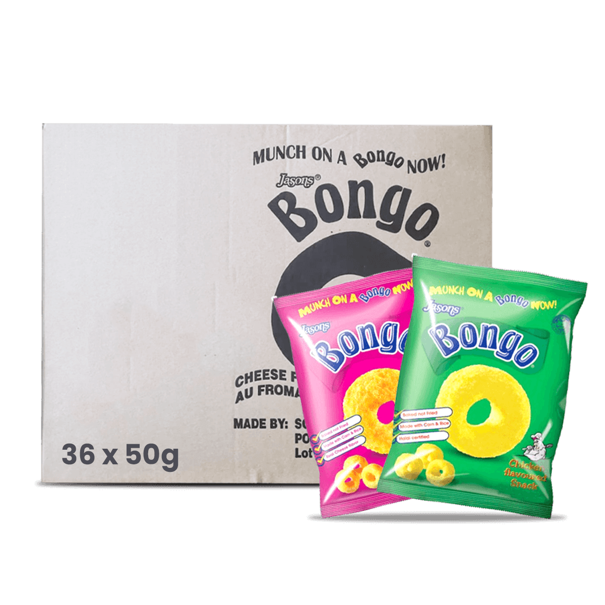 Bongo Snack 50g x 36 [Cheese/Chicken]
