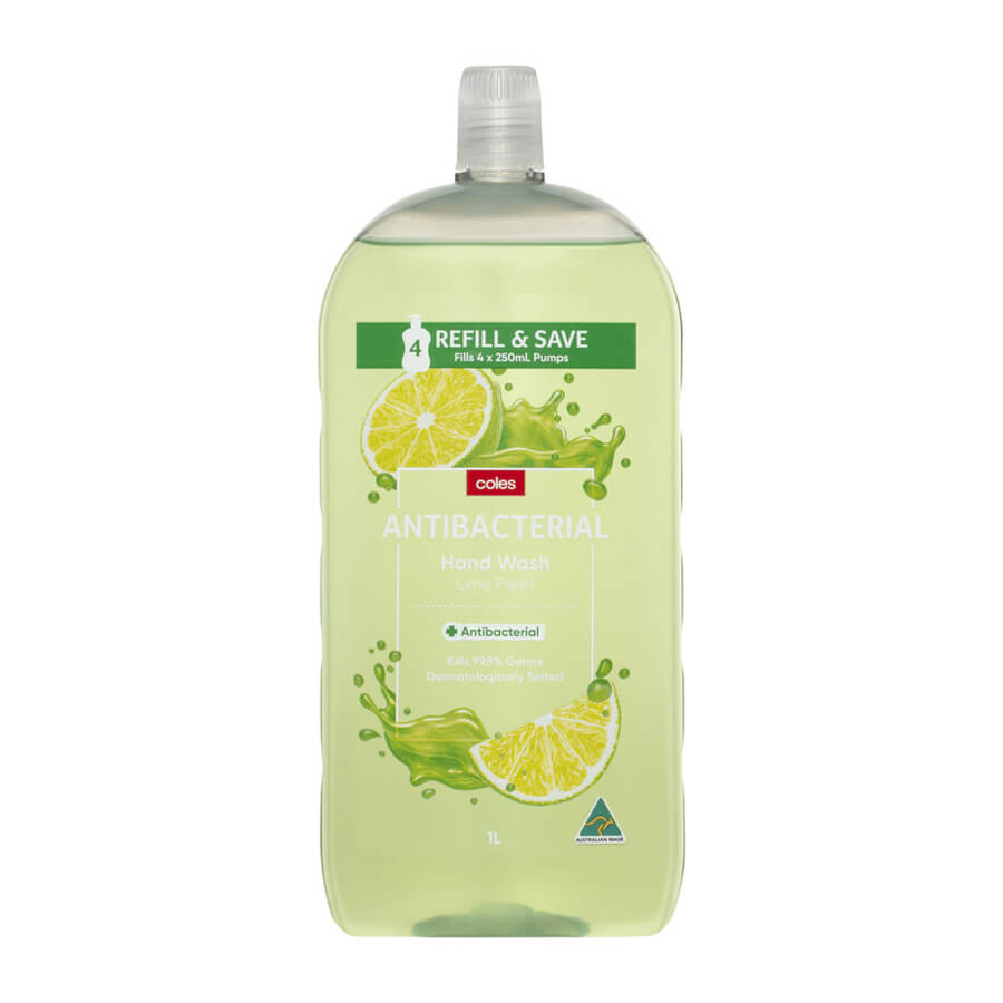Coles Antibacterial Hand Wash Lime Fresh 1L