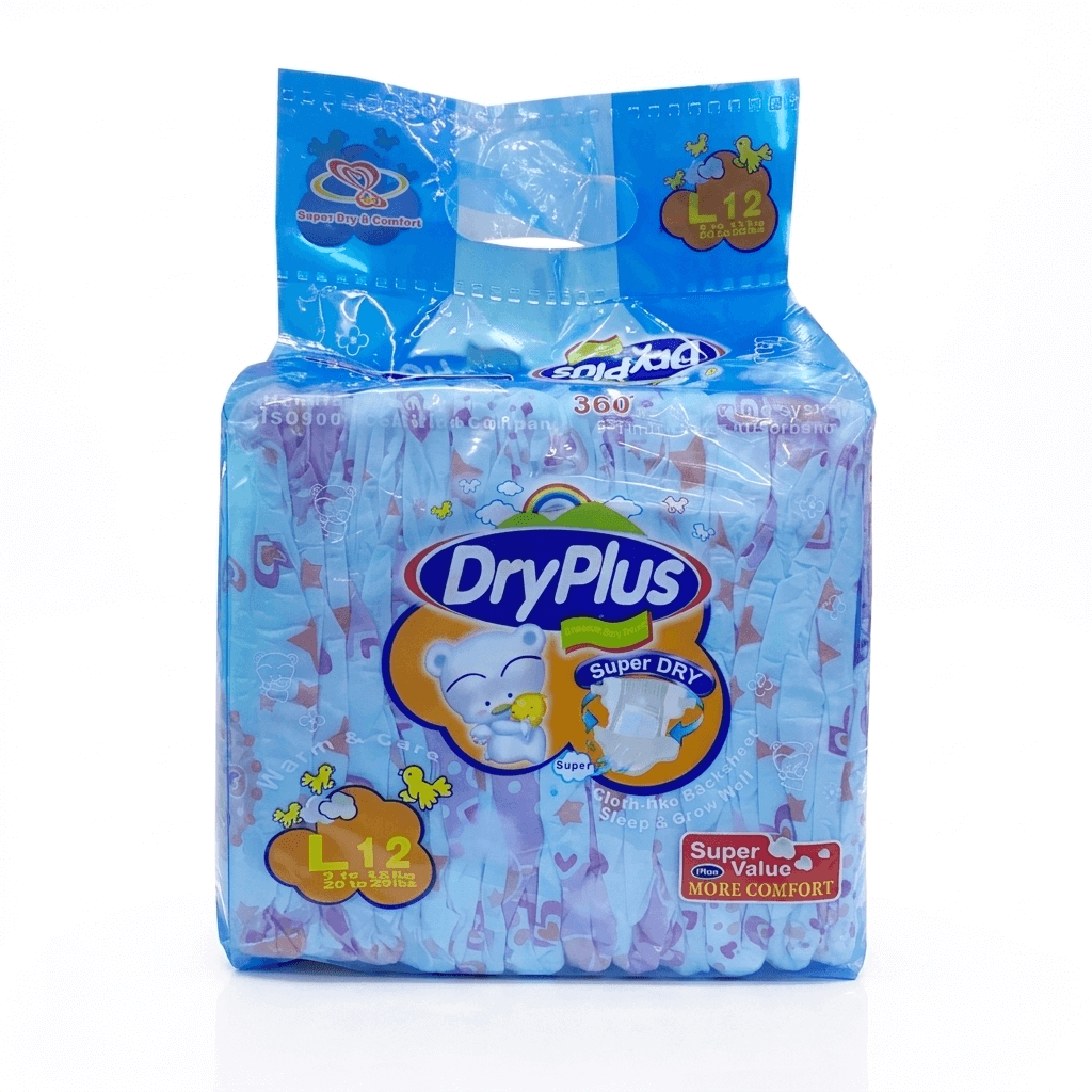 Dryplus Diaper S/Value, 12'S Large - Frankie Supermarket