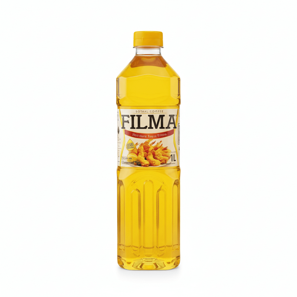 Bottle of FILMA oil on a white background