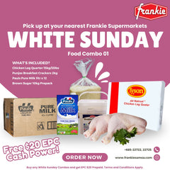 WHITE SUNDAY FOOD COMBO 1 - CHICKEN LEG QUARTER 15KG/33LBS + PUNJAS BREAKFAST CRACKER 2KG + PAULS PURE MILK 1LTR X 12 + BROWN SUGAR 10KG