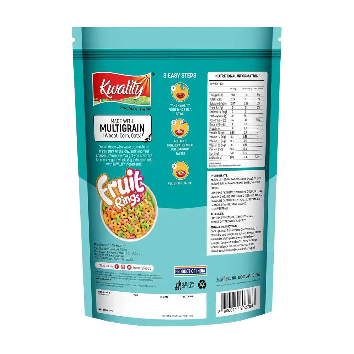 Kwality Fruit Rings Cereal 375g