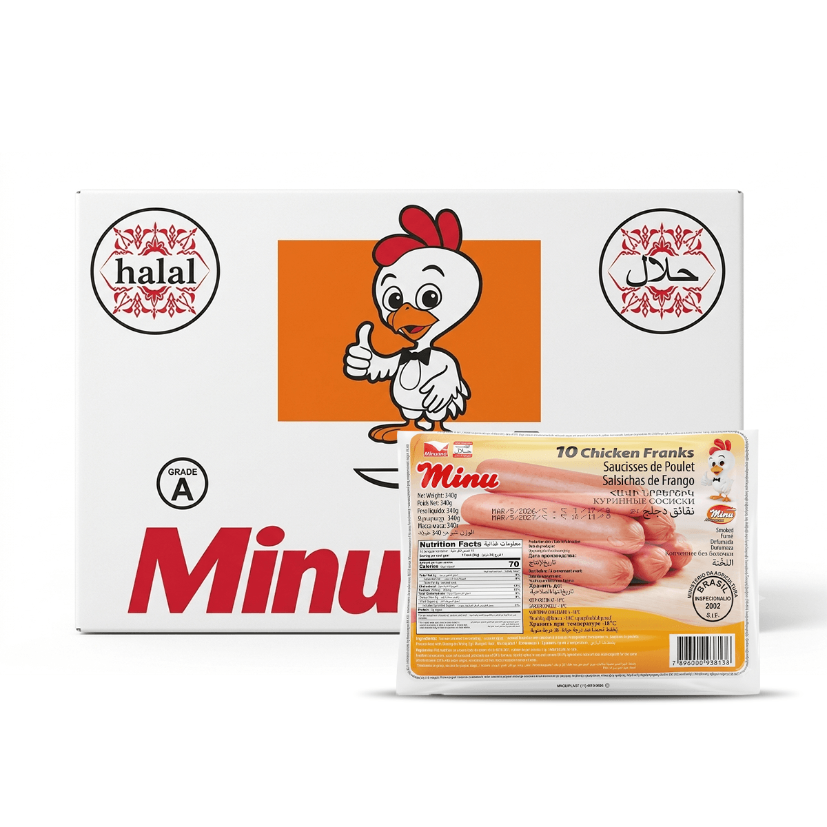 Minu Chicken Franks Sausage 340g x 24
