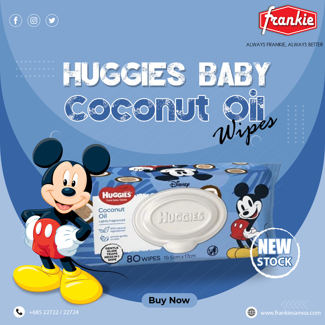 Huggies Baby Wipes Coconut Oil, 80 Pack - Frankie Supermarket