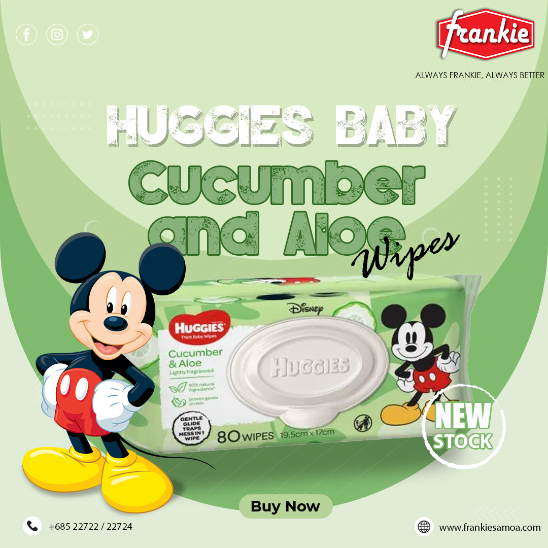 Huggies Baby Wipes Cucumber & Aloe 80 Pack - Frankie Supermarket