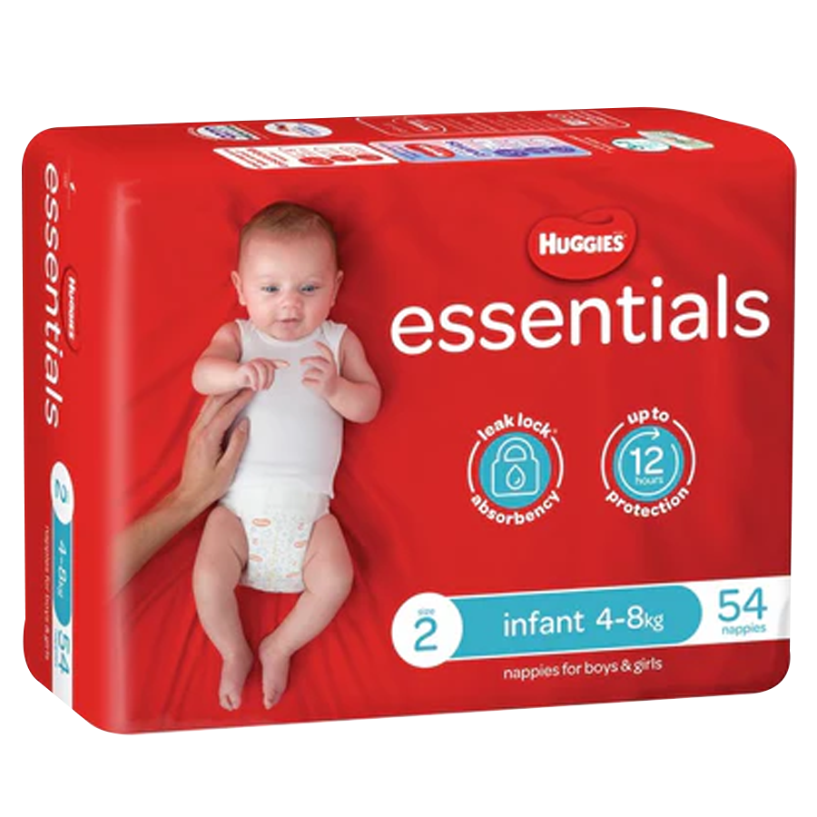 Huggies Essentials Crawler Size 2 (4-8Kg), 54 Pack