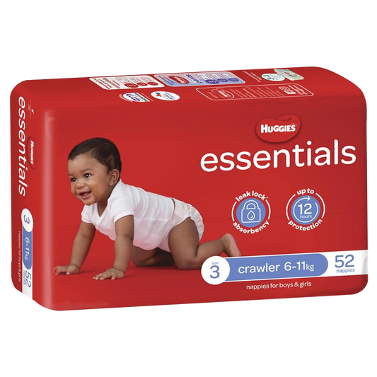 Huggies Essentials Crawler Size 3 (6-11Kg), 52 Pack