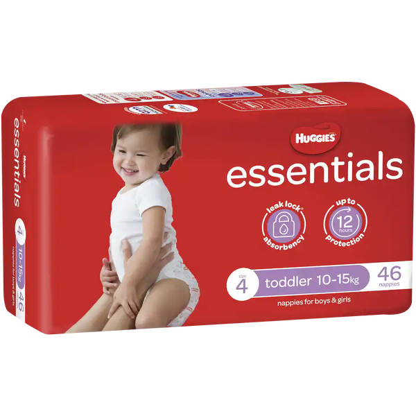 Huggies Nappy Essential Toddler Size (10-15kg), 46 Pack
