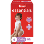 Huggies Nappy Essential Toddler Size 4 (10-15kg), 46 Pack