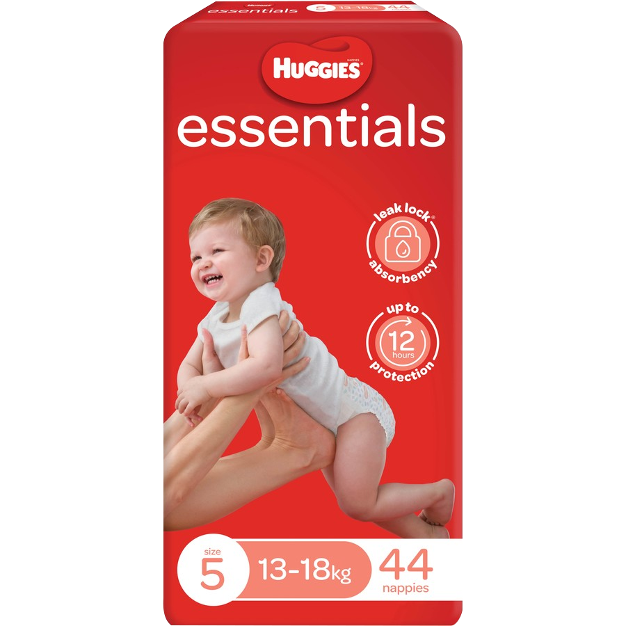 Huggies Essentials Nappies Size 5 (13-18kg), 44 Pack