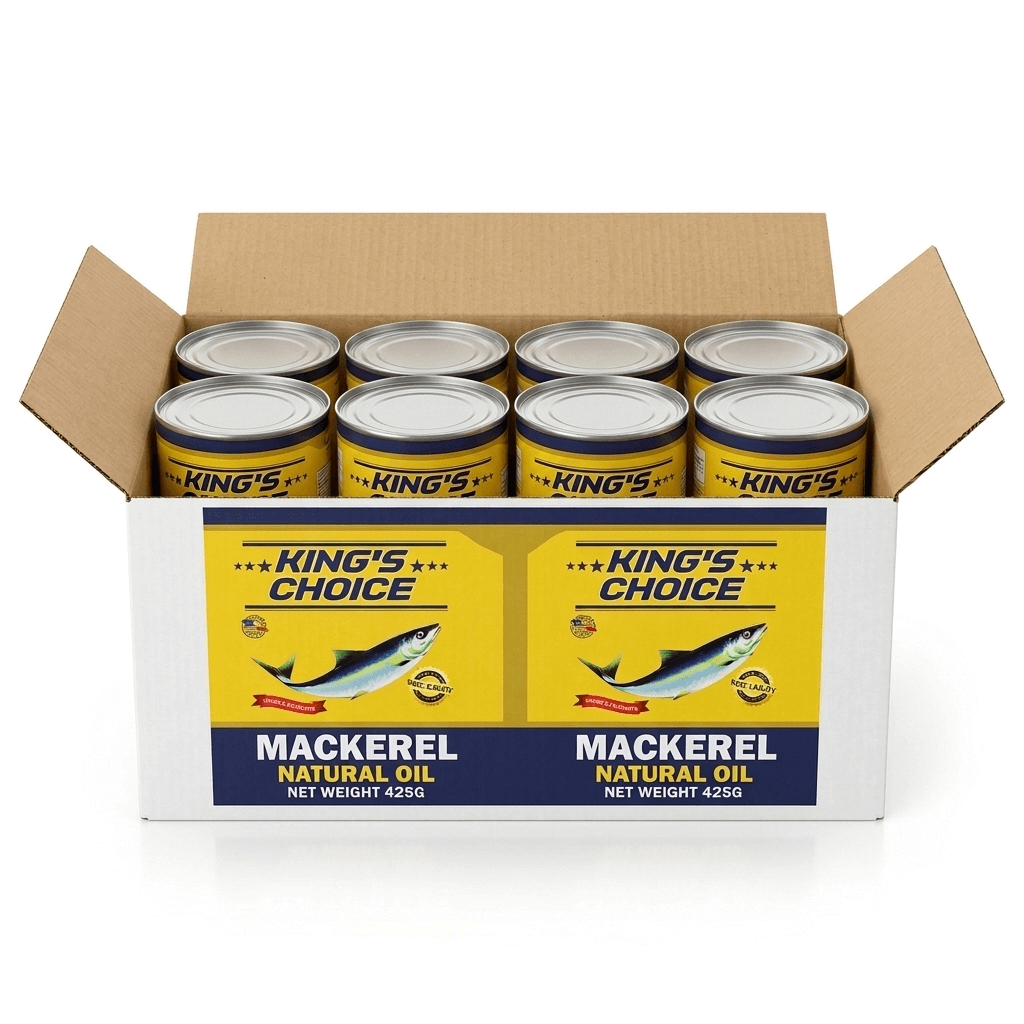 King's Choice Mackerel N/Oil 425g x 8 - Frankie Supermarket