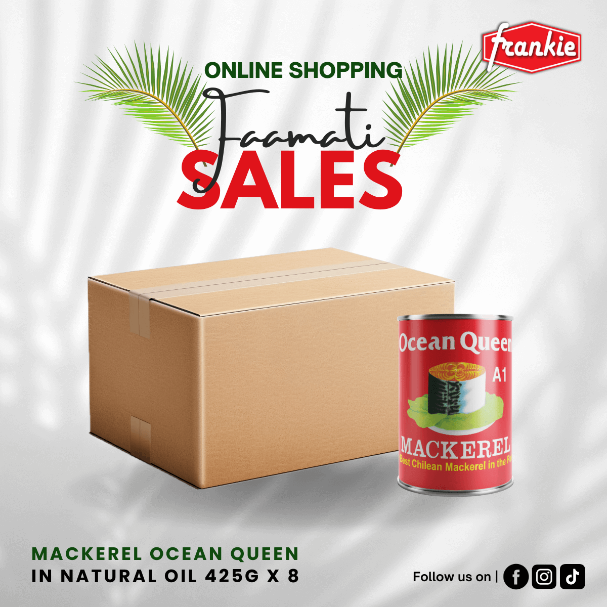 Mackerel Ocean Queen in Natural Oil 425g x 8 - Frankie Supermarket