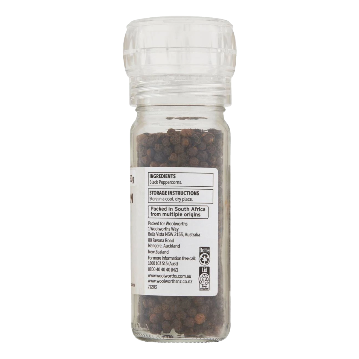 WW Pepper Grinder Black Peppercorn 50g