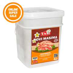 Tasi Povi Masima meat product packaging with a 'Online Super Sale' label on a white background