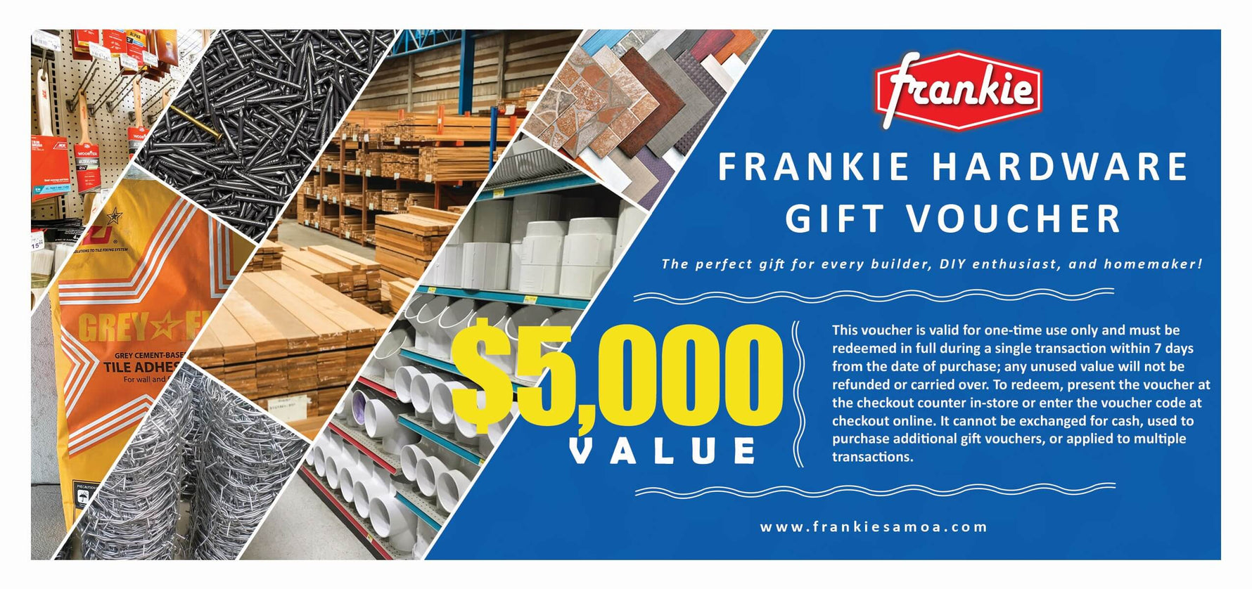 Frankie Hardware Voucher 5000 Credit Equal Value