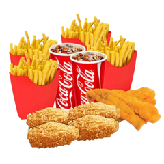 FAMILY MEAL DEAL 1 - 4 THIGH, 4 FISH, 4 FRIES, 4 SMALL DRINKS OR 2 LARGE POSTMIX   [Available only at Frankie Mall, Frankie Lotopa, Frankie Utualii and Frankie Hypermarket Vaitele]