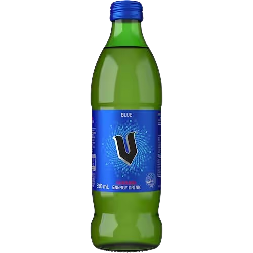 V Energy Drink Glass Blue 350ml - Frankie Supermarket