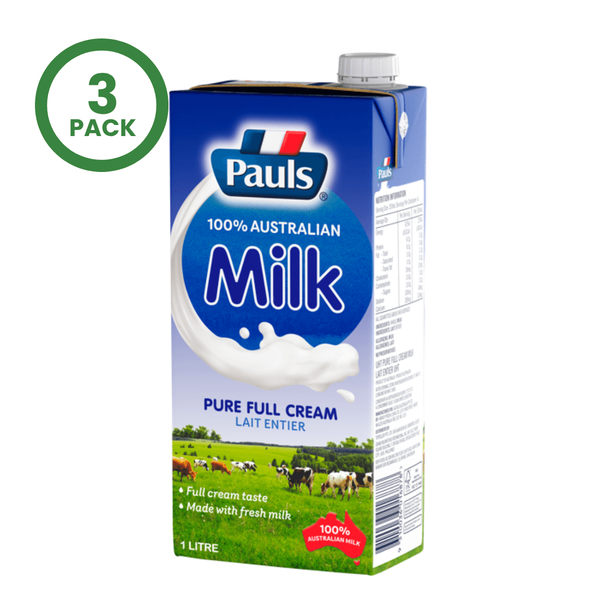 Pauls Milk 1ltr Pure Milk x 3pcs