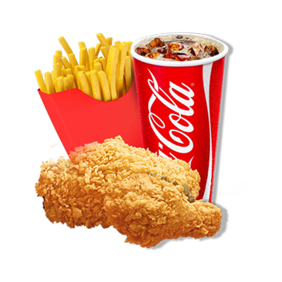 2PCS CHICKEN & CHIPS COMBO - 1 THIGH, 1 DRUM, 1 SMALL FRIES, 1 SMALL DRINK [Available only at Frankie Lotopa, Frankie Utualii and Frankie Hypermarket Vaitele]