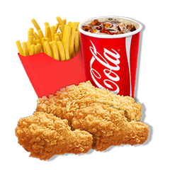 3PCS CHICKEN & CHIPS COMBO - 1 THIGH, 2 DRUM, 1 SMALL FRIES, 1 SMALL DRINK  [Available only at Frankie Lotopa, Frankie Utualii and Frankie Hypermarket Vaitele]