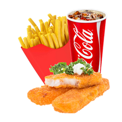 FISH & CHIPS COMBO - 3 FISH, 1 SMALL FRIES, 1 SMALL DRINK [Available only at Frankie Mall, Frankie Lotopa, Frankie Utualii and Frankie Hypermarket Vaitele]