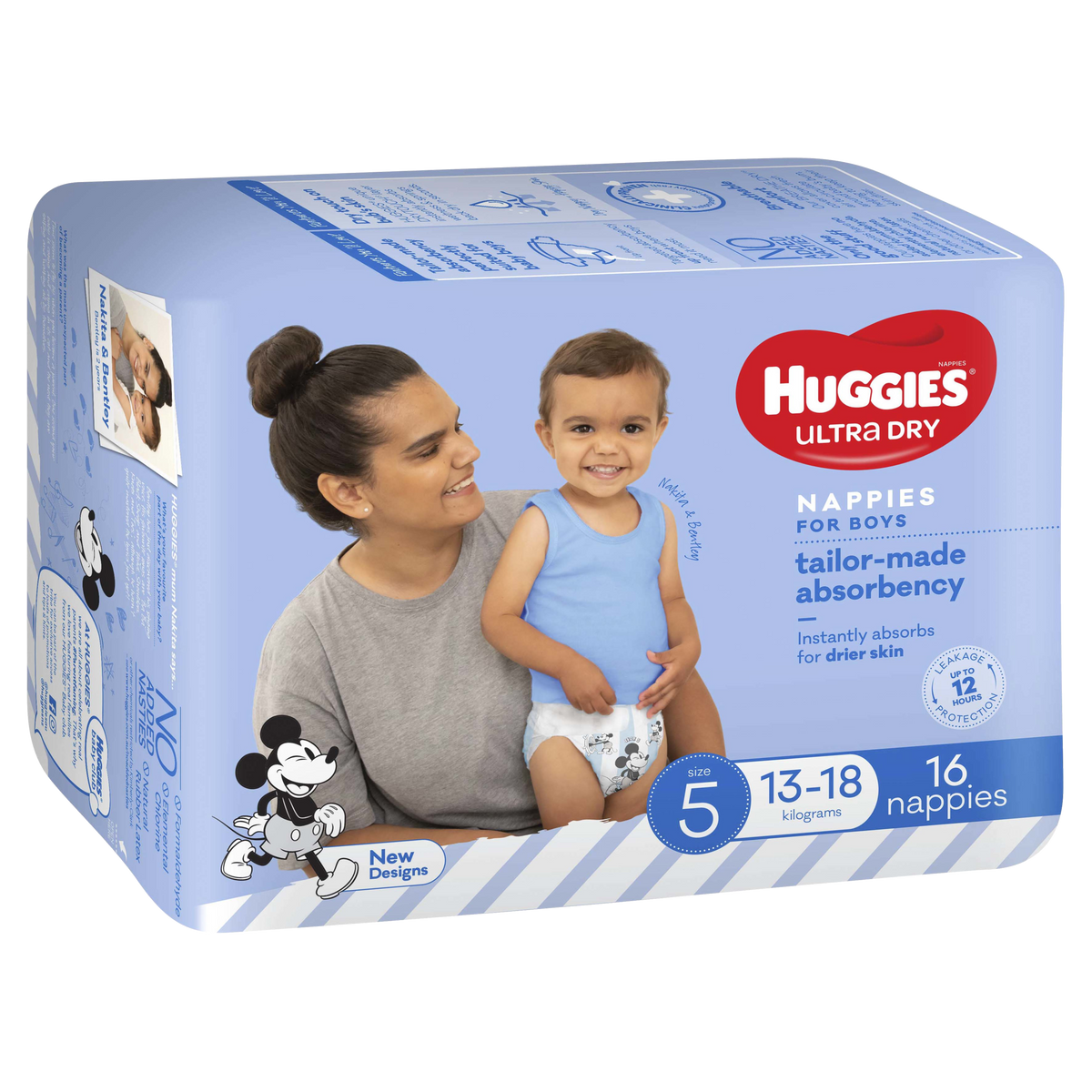 Huggies Ultra Dry Walker Boy Size 5 (13-18kg), 16 Pack