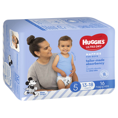 Huggies Ultra Dry Walker Boy Size 5 (13-18kg), 16 Pack